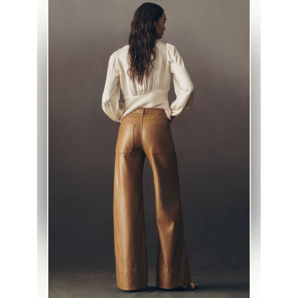 Anthropologie Pilcro The Rylan Faux-Leather Relaxed High-Rise Flare Pants - Picture 2 of 4